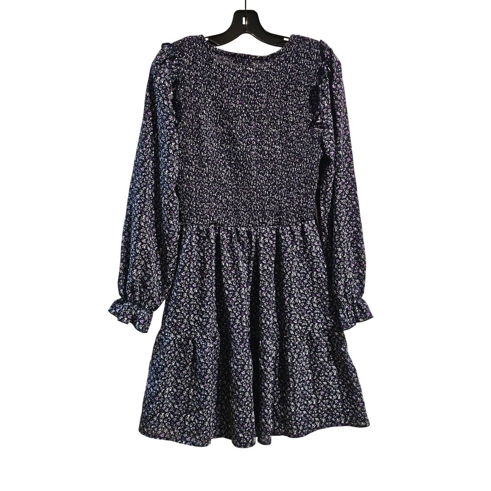 KIRUNDO Women's Floral Smocked Long Sleeve Tiered Mini Dress Size L - Picture 5 of 8